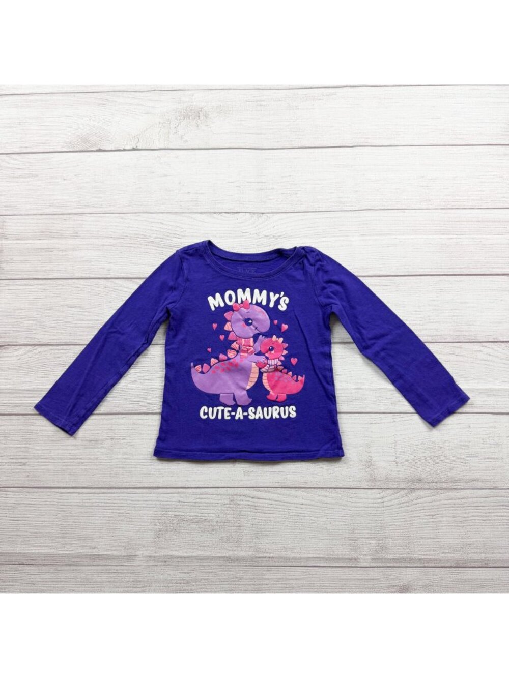 Children’s Place Girls Long Sleeve Purple Dinosaur Graphic Tee 4T